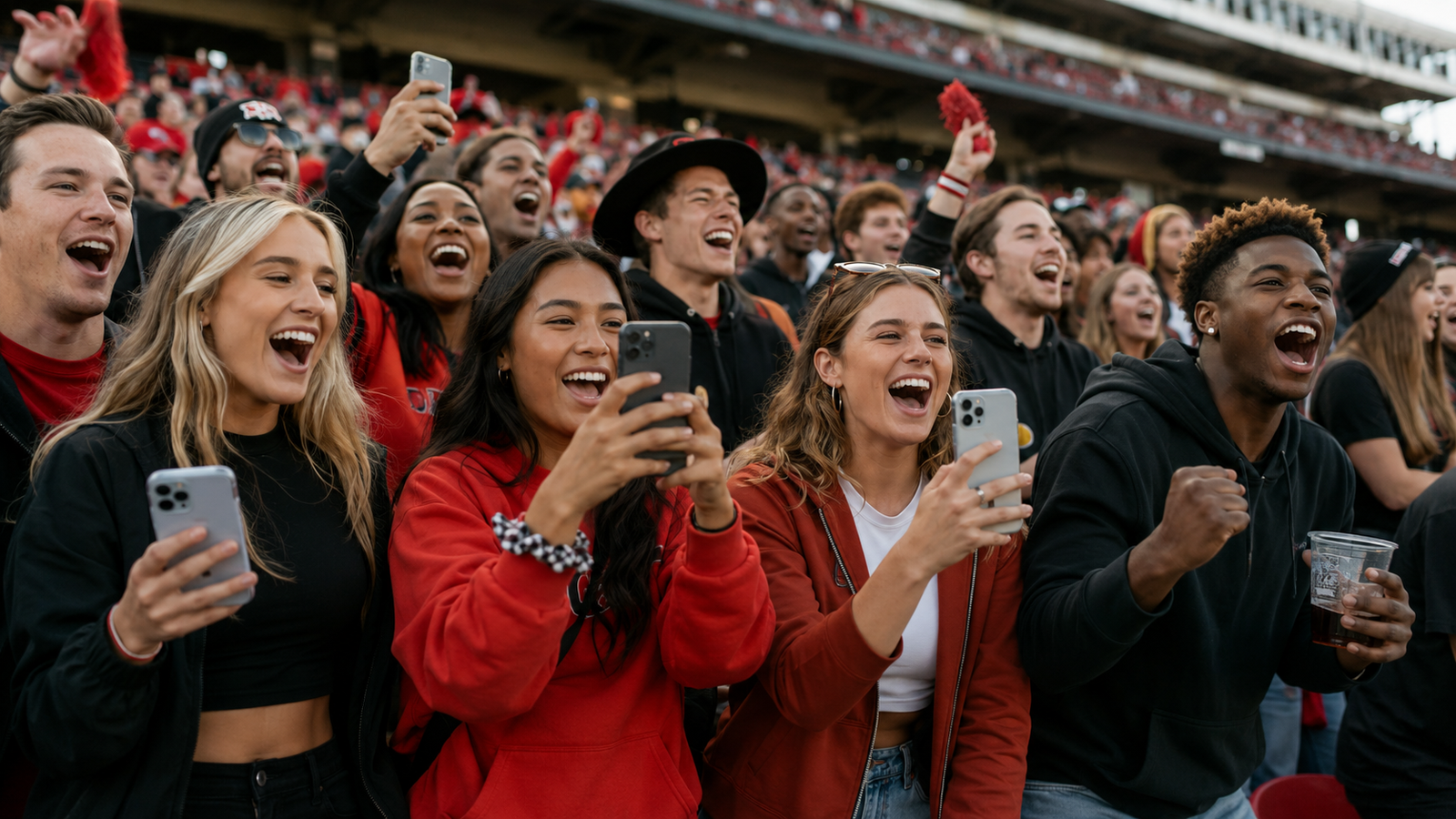 Young Gen-Z Fans in the stadium