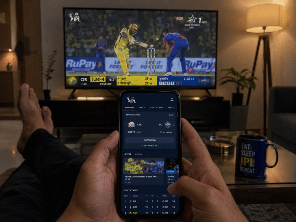 Fan Checking Statistics of IPL while the Match is on